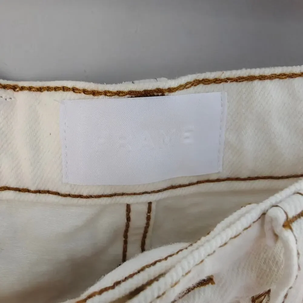 NWT FRAME Le Italien Bermuda Denim Shorts Blanc Cream Size 27 $288